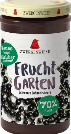 ZWERGENWIESE Fruchtaufstriche|Glutenfreie Lebensmittel^- FruchtGarten Schwarze Johannisbeere bio glutenfrei 225g