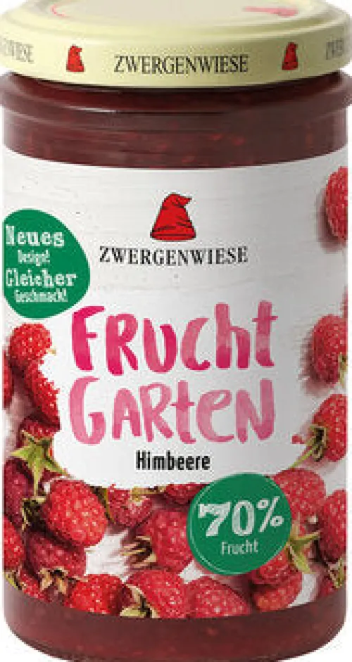 ZWERGENWIESE Fruchtaufstriche|Glutenfreie Lebensmittel^- FruchtGarten Himbeere, bio, 225g