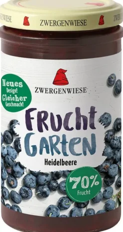 ZWERGENWIESE Fruchtaufstriche|Glutenfreie Lebensmittel^- FruchtGarten Heidelbeere, bio, 225g