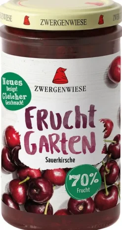 ZWERGENWIESE Fruchtaufstriche|Glutenfreie Lebensmittel^- Fruchtgarten Sauerkirsche, bio 225g