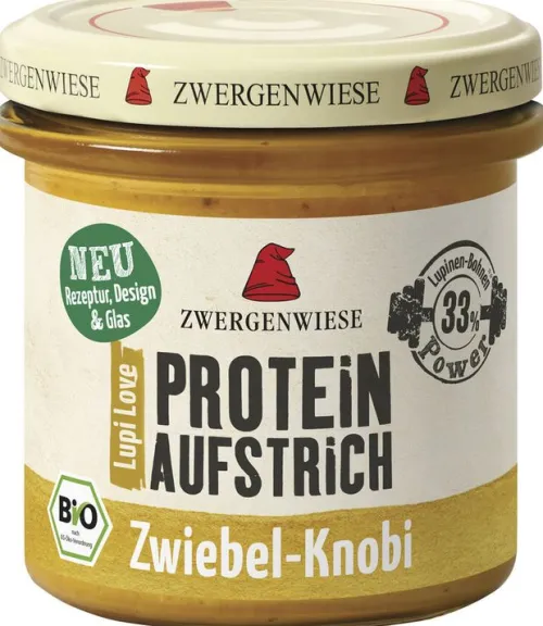 ZWERGENWIESE Vegane Brotaufstriche|Pikante Brotaufstriche^- LupiLove Protein Zwiebel-Knobi, 135g