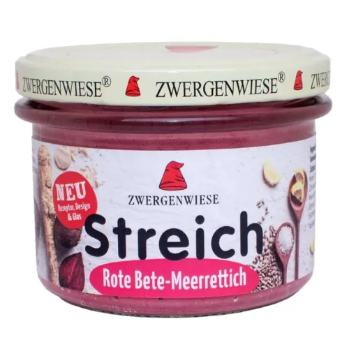 ZWERGENWIESE Vegane Brotaufstriche|Glutenfreie Lebensmittel^- Rote-Bete-Meerrettich Streich Bio Vegan 180g