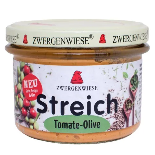 ZWERGENWIESE Vegane Brotaufstriche|Glutenfreie Lebensmittel^- Tomate-Olive Streich bio Vegan 180 g